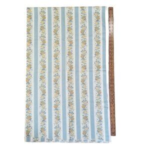 Floral Striped Fabric Bundle Upholstery Cotton Blues, Whites & Gold  2+ yards